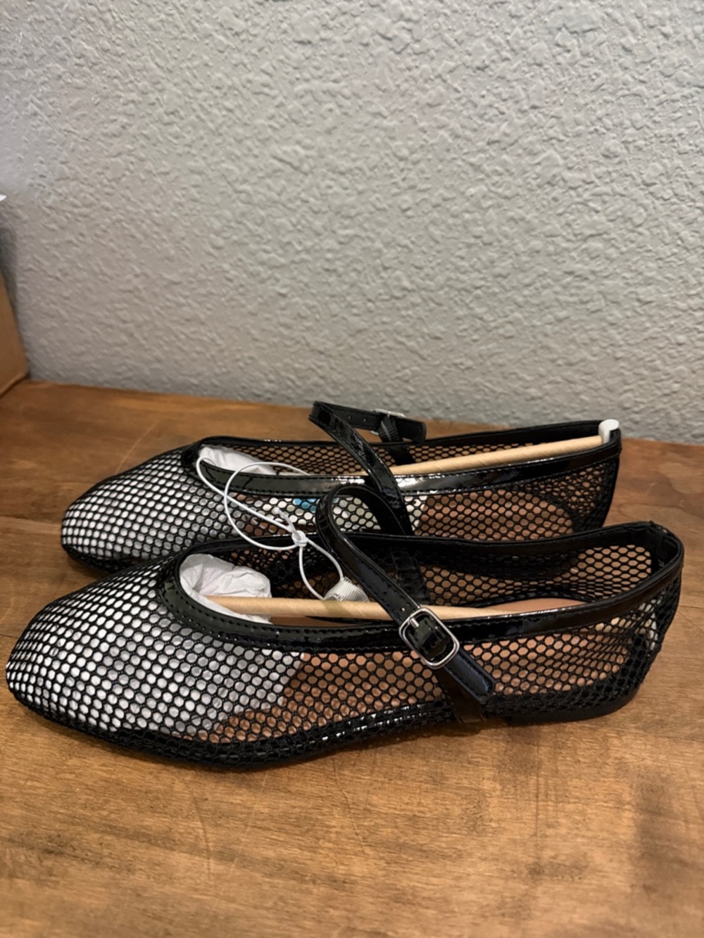 A New Day Black Mesh Mary Jane Flats - Women size 7.5